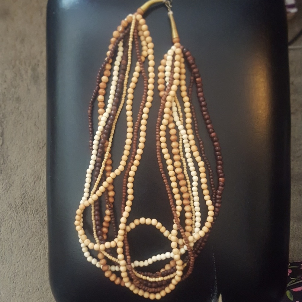 Sold Anthropologie wood beaded necklace